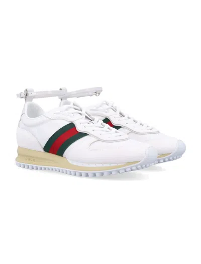 Gucci Motion Sneaker With Adjustable Ankle Strap In White