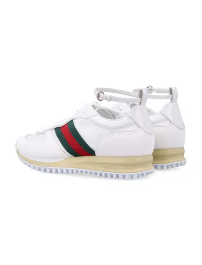 Gucci Motion Sneaker With Adjustable Ankle Strap In White