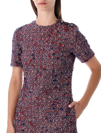 Gucci Tweed Short Sleeve Mini Dress In Multi