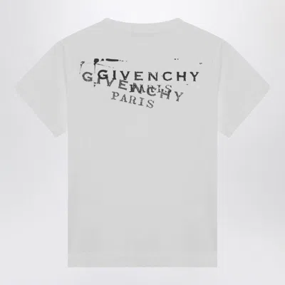 Givenchy White Crew Neck T-shirt With Logo On Front And Back In Cotton Woman In Yellow