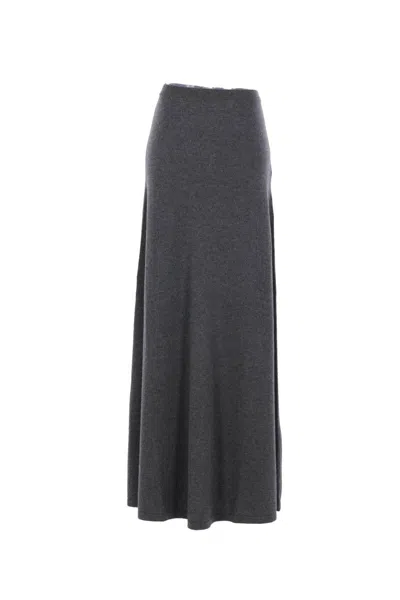 Balenciaga Long Grey Wool Skirt In Gray