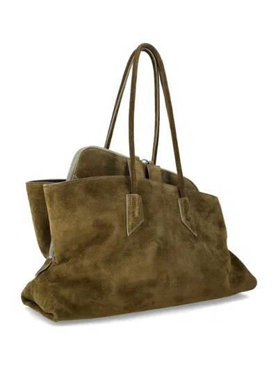 Attico The  La Passeggiata Suede Medium Tote In Brown