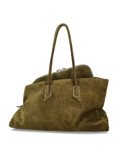 Attico The  La Passeggiata Suede Medium Tote In Brown