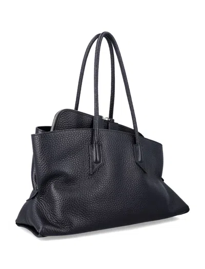 Attico The  La Passeggiata Medium Grainy Leather Tote In Black