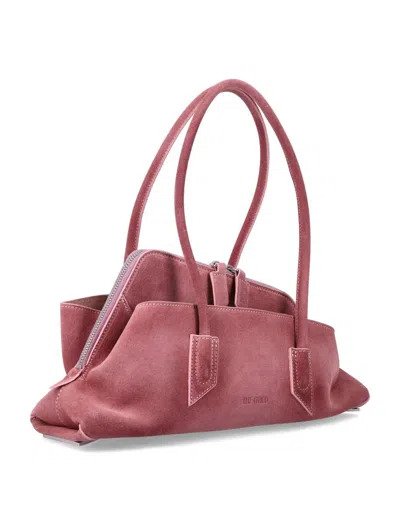 Attico The  Suede Leather Asymmetric La Passeggiata Tote Bag In Pink