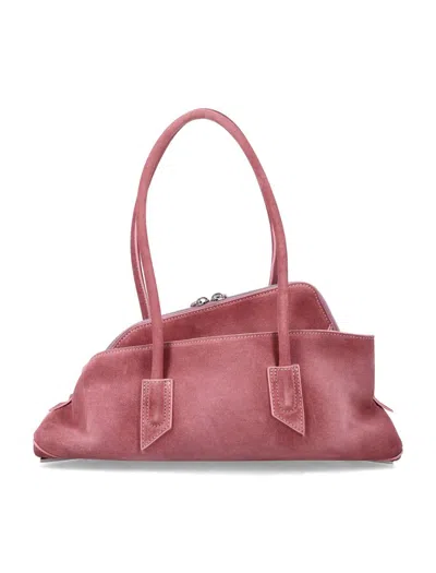 Attico The  Suede Leather Asymmetric La Passeggiata Tote Bag In Pink