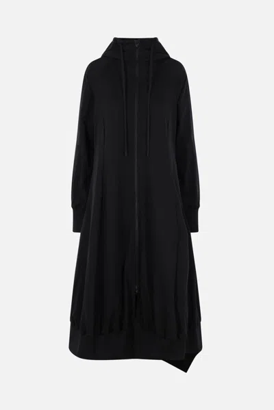 Yohji Yamamoto Black Hooded Track Maxi Dress