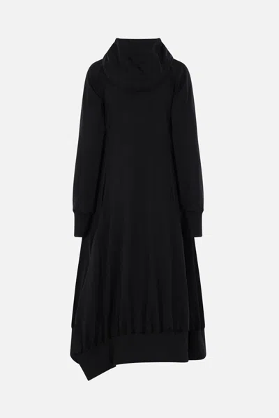 Yohji Yamamoto Black Hooded Track Maxi Dress