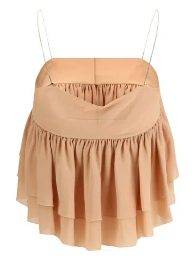 Chloé Women Sleeveless Ruffled Top In Silk Georgette
