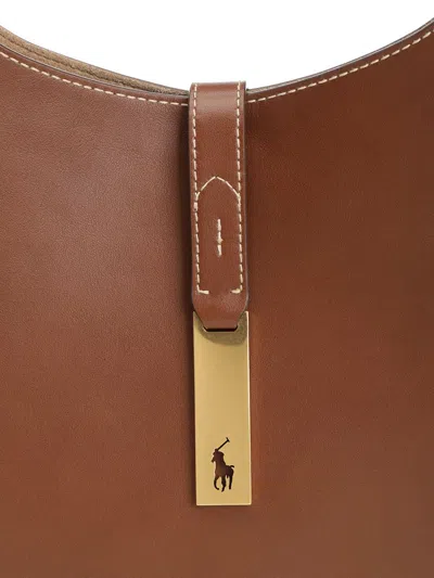 Polo Ralph Lauren Small Polo Id Leather Shoulder Bag Shoulder Bags Brown