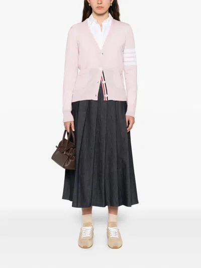 Thom Browne Striped Sweater With Pockets In Pink