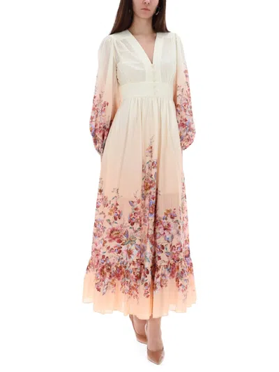 Zimmermann V-neck Long Dress In Multi