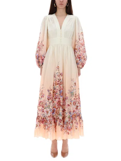 Zimmermann V-neck Long Dress In Multi