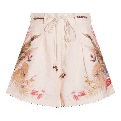 Zimmermann Ascension Tuck Short Cream Palm Floral In Neutral