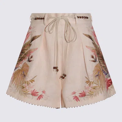 Zimmermann Ascension Tuck Short Cream Palm Floral In Neutral