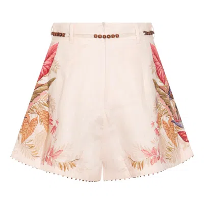 Zimmermann Ascension Tuck Short Cream Palm Floral In Neutral