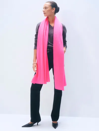 White & Warren Cashmere Travel Wrap In Neon Pink Sunrise