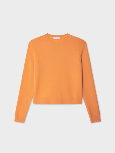 White & Warren Cashmere Ribbed Trim Crewneck Top In Bright Orange In Orange