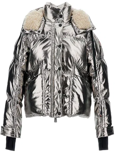 Moncler Calaque Metallic Ski Jacket In Silver