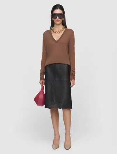 Joseph Cashair V Neck Jumper In Brown