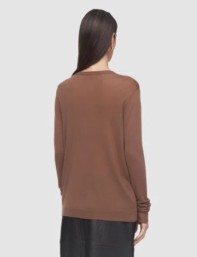 Joseph Cashair V Neck Jumper In Brown