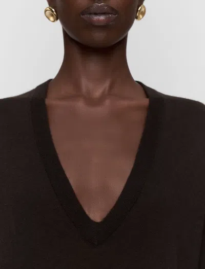 Joseph Cashair V Neck Jumper In Brown