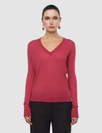 Joseph Cashair V Neck Jumper In Pink