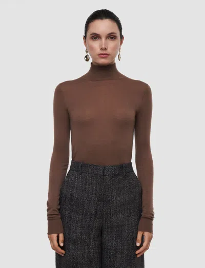 Joseph Cashair High Neck Jumper In Brown