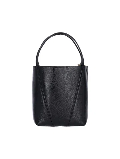 Chloé Small Spin Glossy Leather Tote Bag In Black