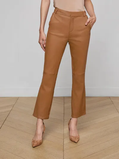 L'agence Ketra Leather Bootcut Trouser In Brown