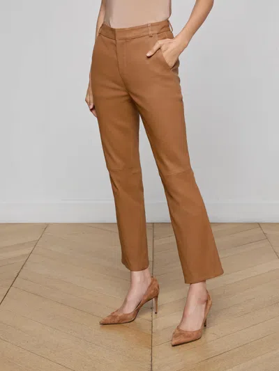 L'agence Ketra Leather Bootcut Trouser In Brown