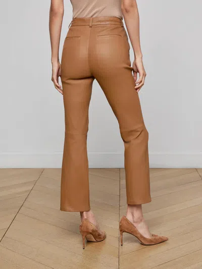 L'agence Ketra Leather Bootcut Trouser In Brown