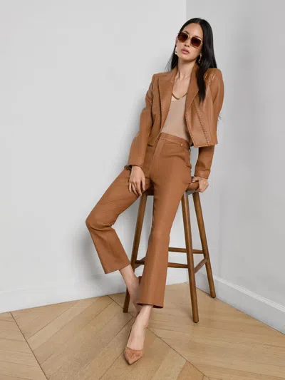 L'agence Ketra Leather Bootcut Trouser In Brown