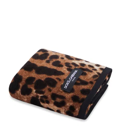 Dolce & Gabbana Casa Cotton Leopard Print Guest Towel In Multi
