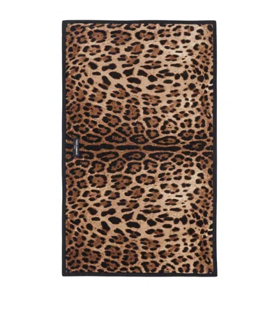 Dolce & Gabbana Casa Leopard Print Bath Mat In Brown