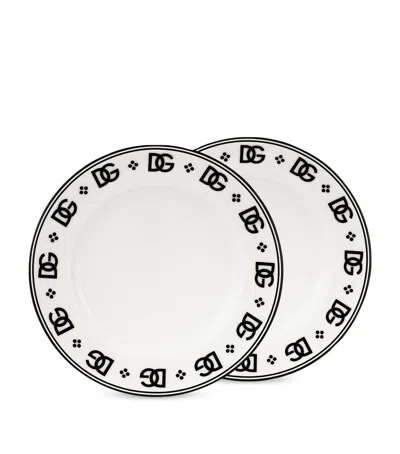 Dolce & Gabbana Casa Set Of 2 Dg Logo Bread Plates In White