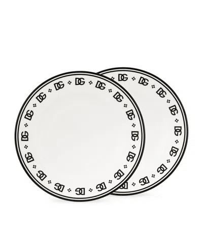 Dolce & Gabbana Casa Set Of 2 Dg Logo Soup Plates In White