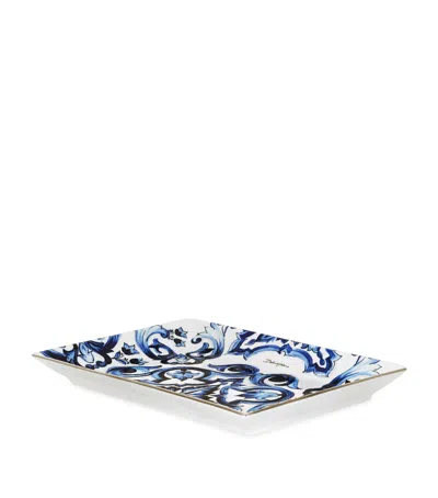 Dolce & Gabbana Casa Porcelain Blu Mediterraneo Trinket Tray In Blue