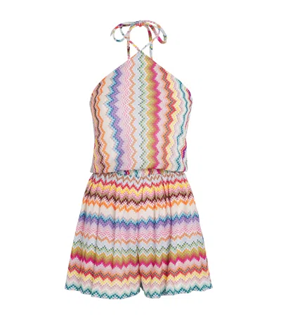 Missoni Mare Metallic Crochet-knit Halterneck Playsuit In Multi