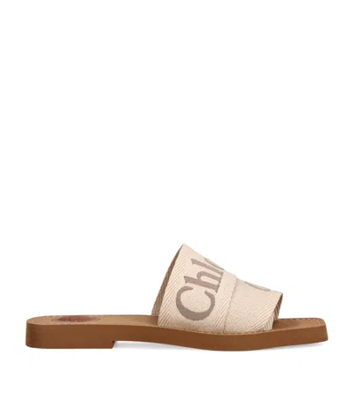 Chloé X High Summer Woody Embroidered Logo Flat Sandals In Animal Print