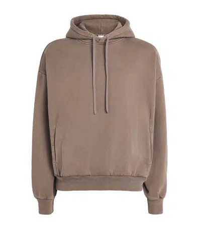 Skims Cotton Fleece Relaxed Hoodie In Brown