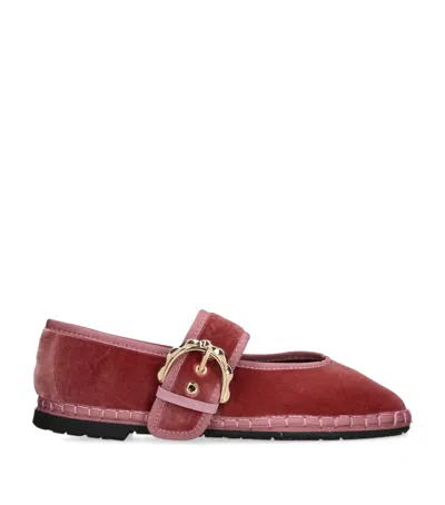 Flabelus Velvet Sophie Mary Janes In Burgundy