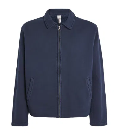 Skims Cotton Sherpa-lined Jacket In Blue