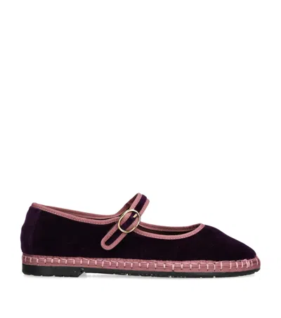 Flabelus Velvet Randle Mary Jane Flats In Multi