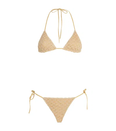 Missoni Metallic Plunge Bikini In Neutral