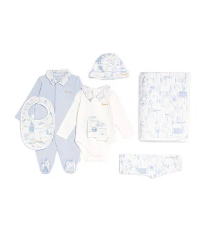Harrods Cotton Jersey Balloon Baby Gift Set In Blue