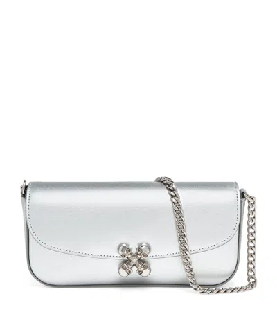 Alexander Mcqueen Small Leather Skull Flower Cross-body Bag In Orange