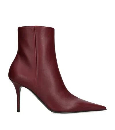 Amina Muaddi Barbara Leather Ankle Boots In Burgundy