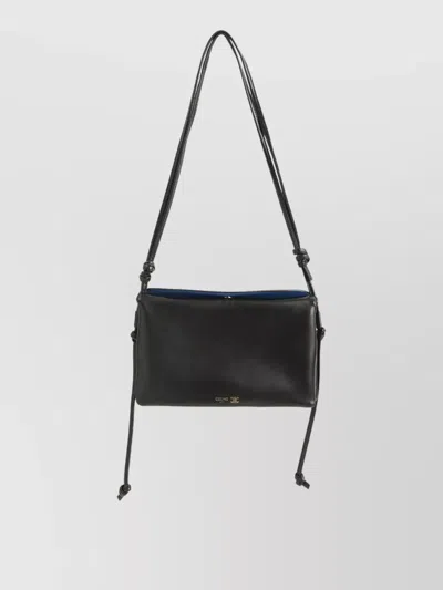 Celine Three Compartment Flap Purse In Black