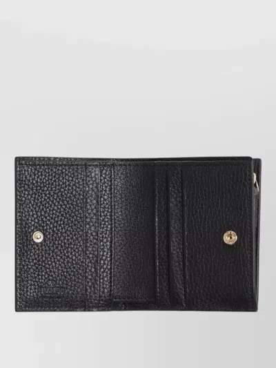 Valentino Studded Textured Leather Wallet In Black